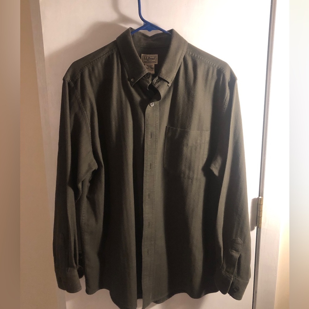 Men's L.L. Bean Green Button Front Down Casual Shirt 278629 - M